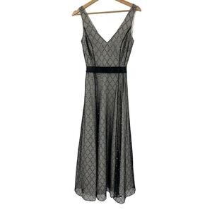 Papell Boutique Y2K Vintage Glitter Sparkle V-neck Dress Sz 4